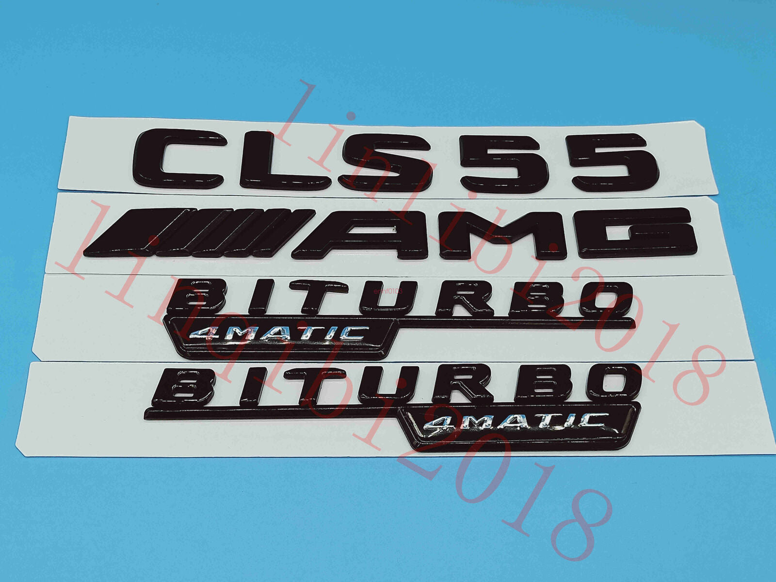 Flat Gloss Black "CLS55 AMG BITURBO" Emblem Badge Sticker for Mercedes Benz CLS