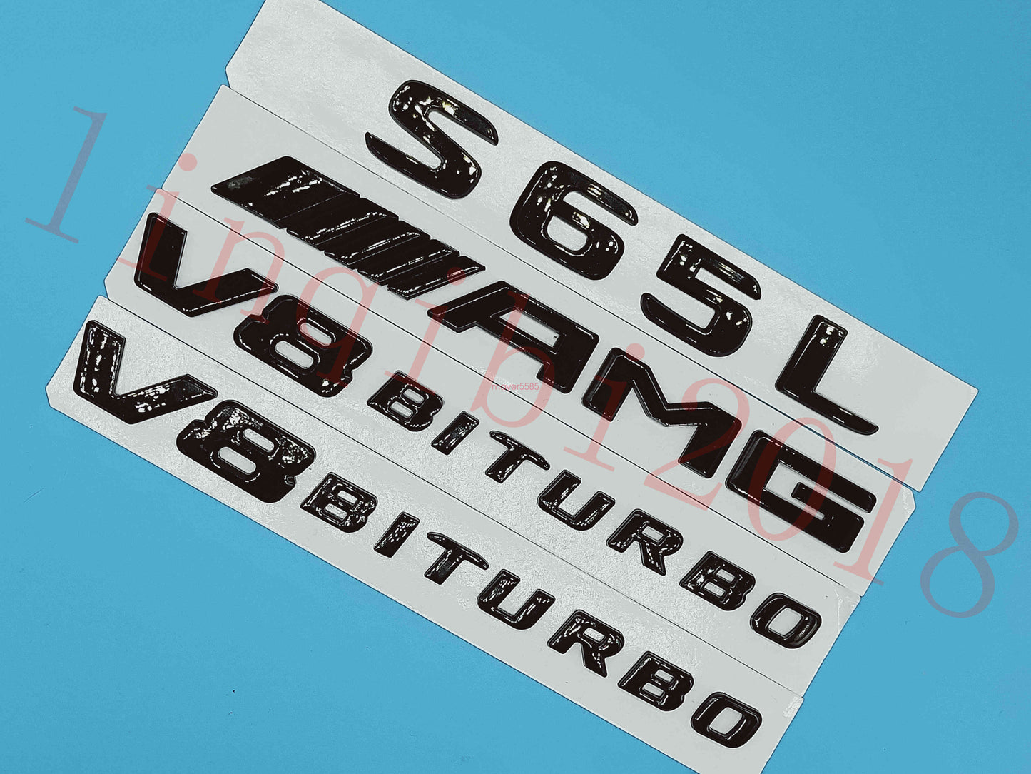 Gloss Black Flat S65L AMG+ V8 BITURBO Trunk Embl Badge Sticker for Mercedes Benz