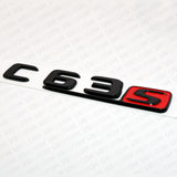 17-20 W205 OEM C 63 S Emblem Trunk Lid Logo Badge AMG Sport - Gloss Black & Red