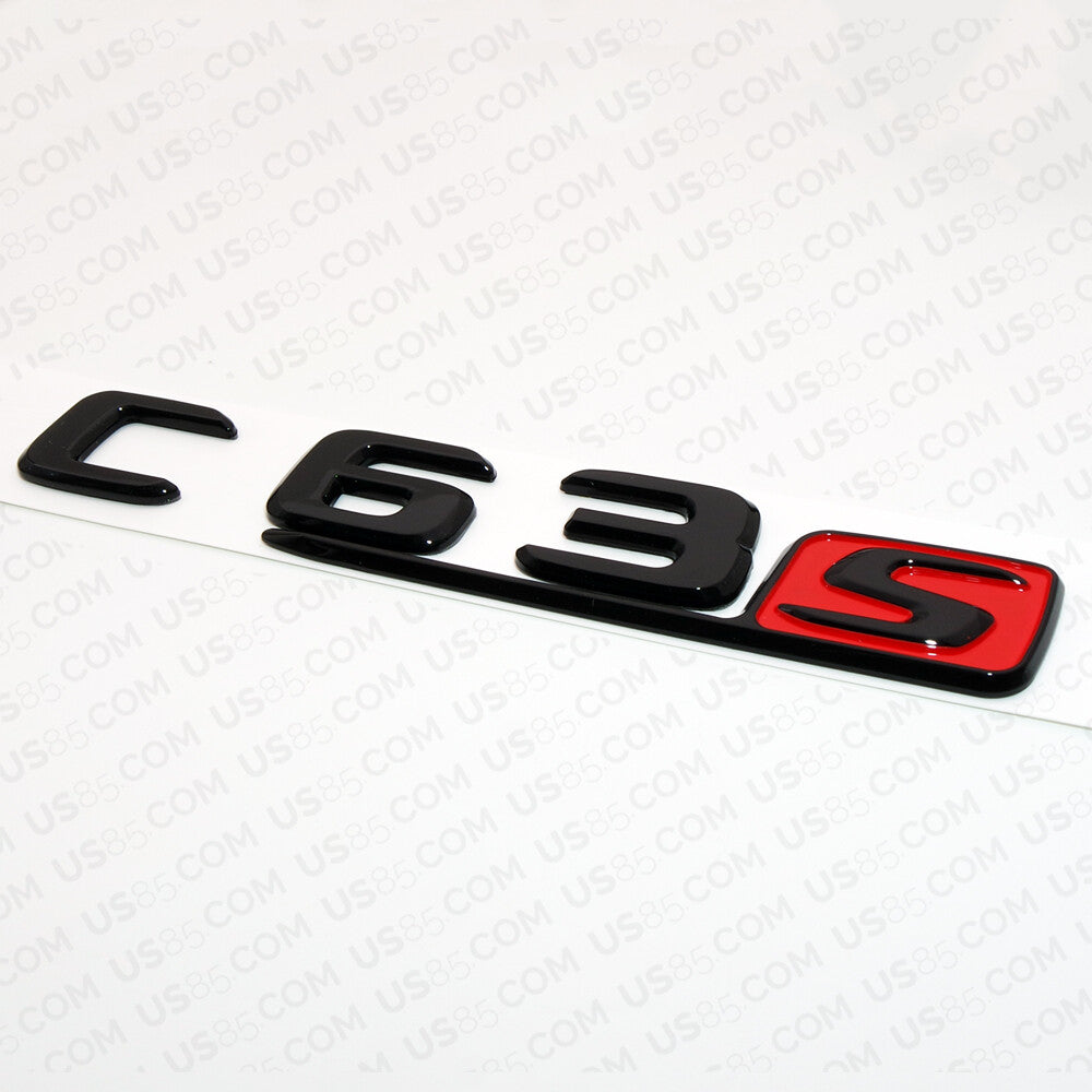 17-20 W205 OEM C 63 S Emblem Trunk Lid Logo Badge AMG Sport - Gloss Black & Red