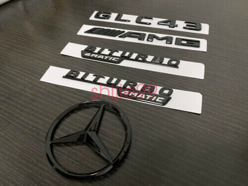 Gloss Black GLC43 AMG Biturbo 4matic And Rear STAR emblem for GLC X253 Series