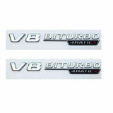 1 pair Chrome V8 Biturbo 4matic+ Emblems Fender Badge Car Truck Decal Sticker