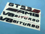 Gloss Black Trunk Fender Badges Emblems for Mercedes Benz GT53 s AMG V8 BITURBO