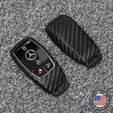 Carbon Fiber Style For New Mercedes Remote Key Fob Case Shell Keychain Protect