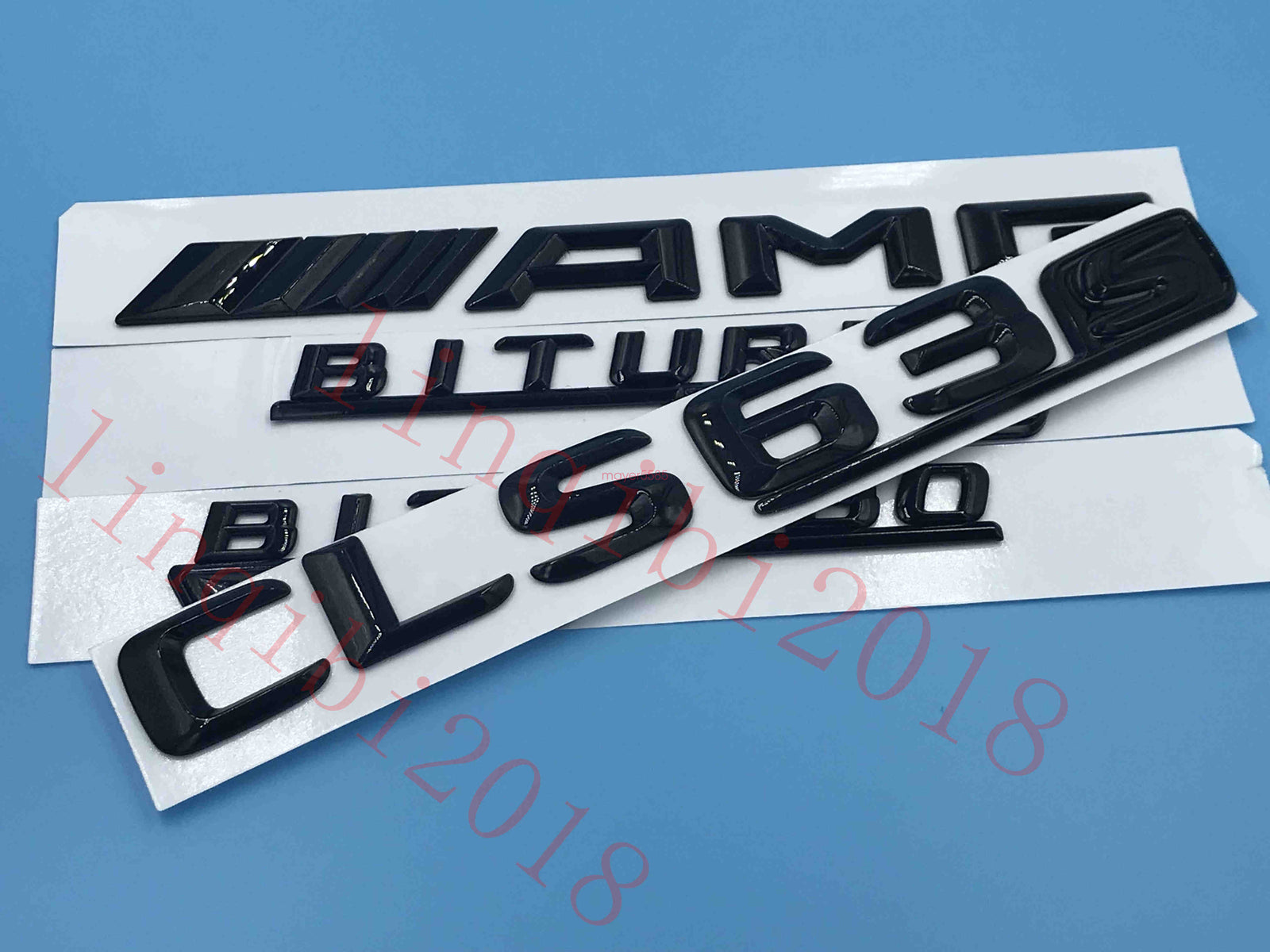Gloss Black CLS63s AMG BITURBO 4 MATIC" Number Emblem Sticker for Mercedes-Benz