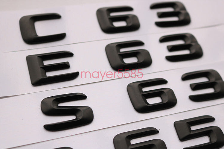 Black C63 + AMG + V8 BITURBO Trunk Emblem Badge Sticker for Mercedes Benz W205