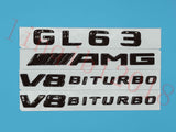 Gloss Black Flat GL63 AMG V8 BITURBO Trunk Embl Badge Sticker for Mercedes Benz