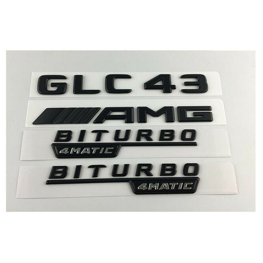matte Black Trunk Fender Emblems Badges for Mercedes GLC43 AMG BITURBO 4MATIC