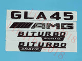 Flat Gloss Black "GLA45 AMG BITURBO" Emblem Badge Sticker for Mercedes Benz GLA