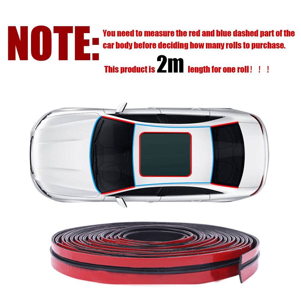 Car Accessories Windshield Roof Rubber Seal Strip Noise Insulation Stickers 2M