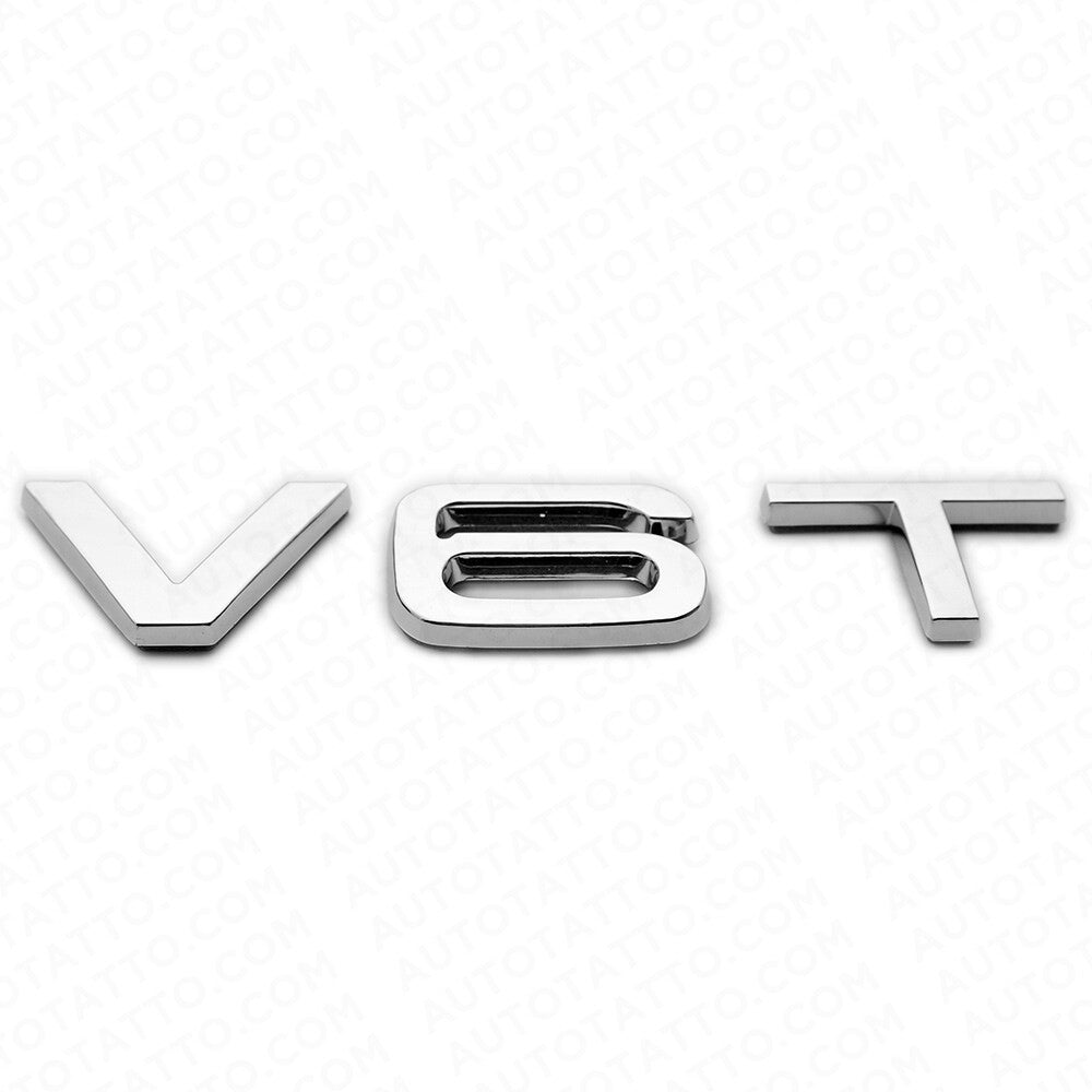 2x Audi OEM Chrome V6T Side Fender Marker Letter Nameplate Emblem Badge Sport