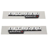 BITURBO 4MATIC+ Plus Fender AMG Emblem Chrome Badge Nameplate for Mercedes-Benz