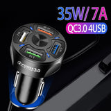 4Port USB Phone Car Charger Adapter QC 3.0 Fast Charging Accessories LED Display