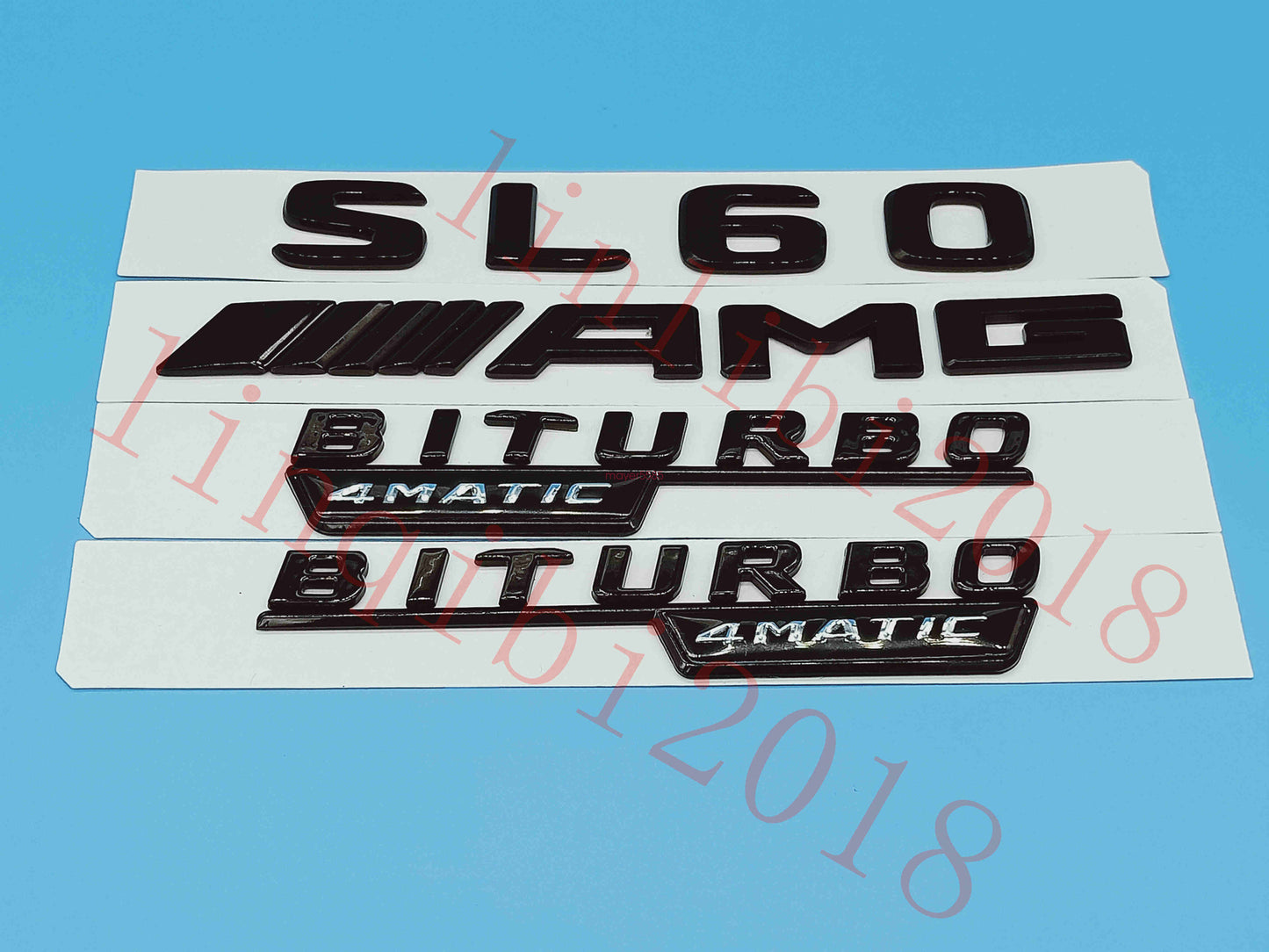 Flat Gloss Black " SL60 AMG BITURBO" Emblem Badge Sticker for Mercedes Benz SL60