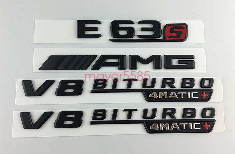 E63s AMG V8 BITURBO Trunk Emblem Badge Sticker for Mercedes Benz Matte black