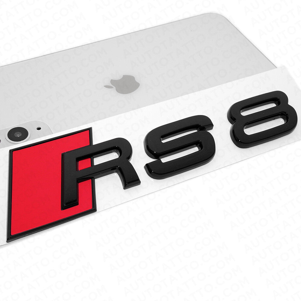 For Audi RS 8 Gloss Black Rear Letter Tail Badge Trunk Emblem Badge Logo Sport