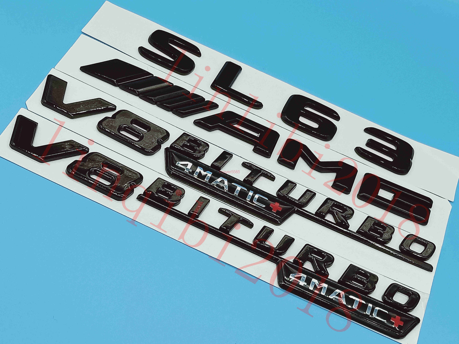 Gloss Black Flat SL63 AMG V8 BITURBO Trunk Embl Badge Sticker for Mercedes Benz