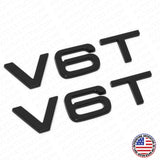 2x Audi Gloss Black V6T Side Fender Marker Letter Nameplate Emblem Badge Sport