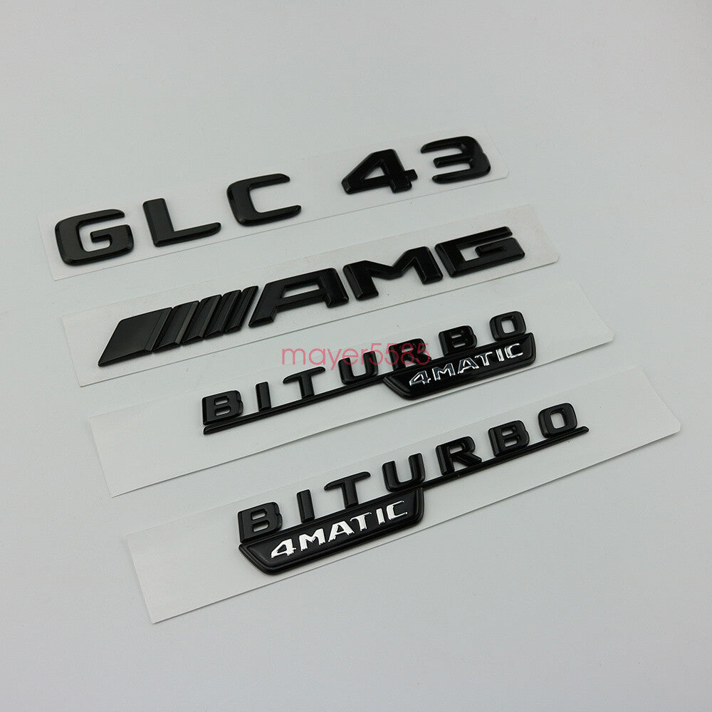 Matte black GLC43 AMG BITURBO 4 MATIC Trunk Emblem Badge Sticker For Mercedes