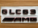 Black RED Number Letters Rear Trunk Badge Emblem for GLC63 AMG