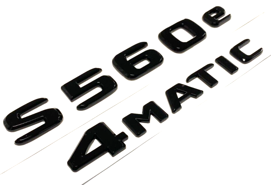 S560e+4MATIC BLACK FOR MERCEDES REAR TRUNK EMBLEM BADGE NAMEPLATE DECAL NUMBER