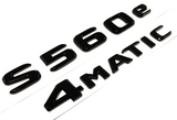 S560e+4MATIC BLACK FOR MERCEDES REAR TRUNK EMBLEM BADGE NAMEPLATE DECAL NUMBER