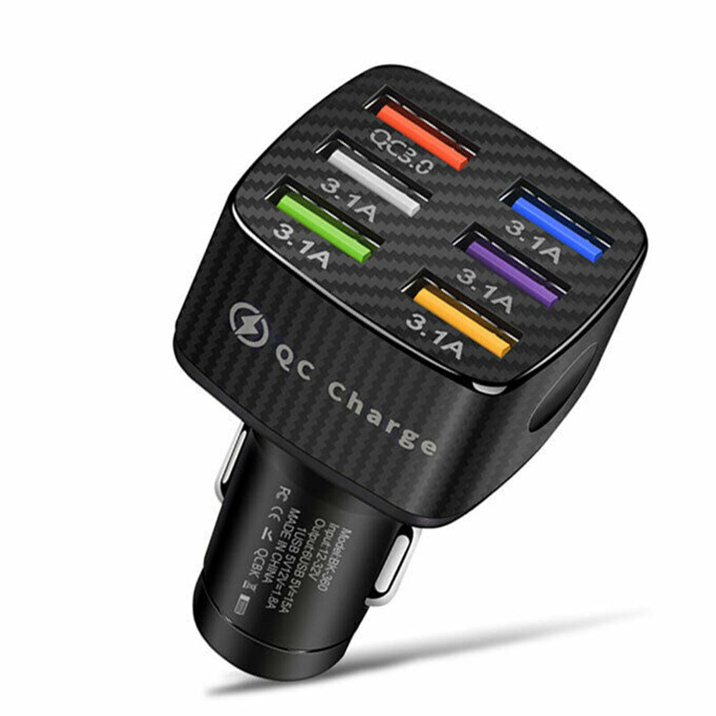 6 Port USB Phone Charger Adapter Fast Charging QC3.0 LED Display Car Accessories
