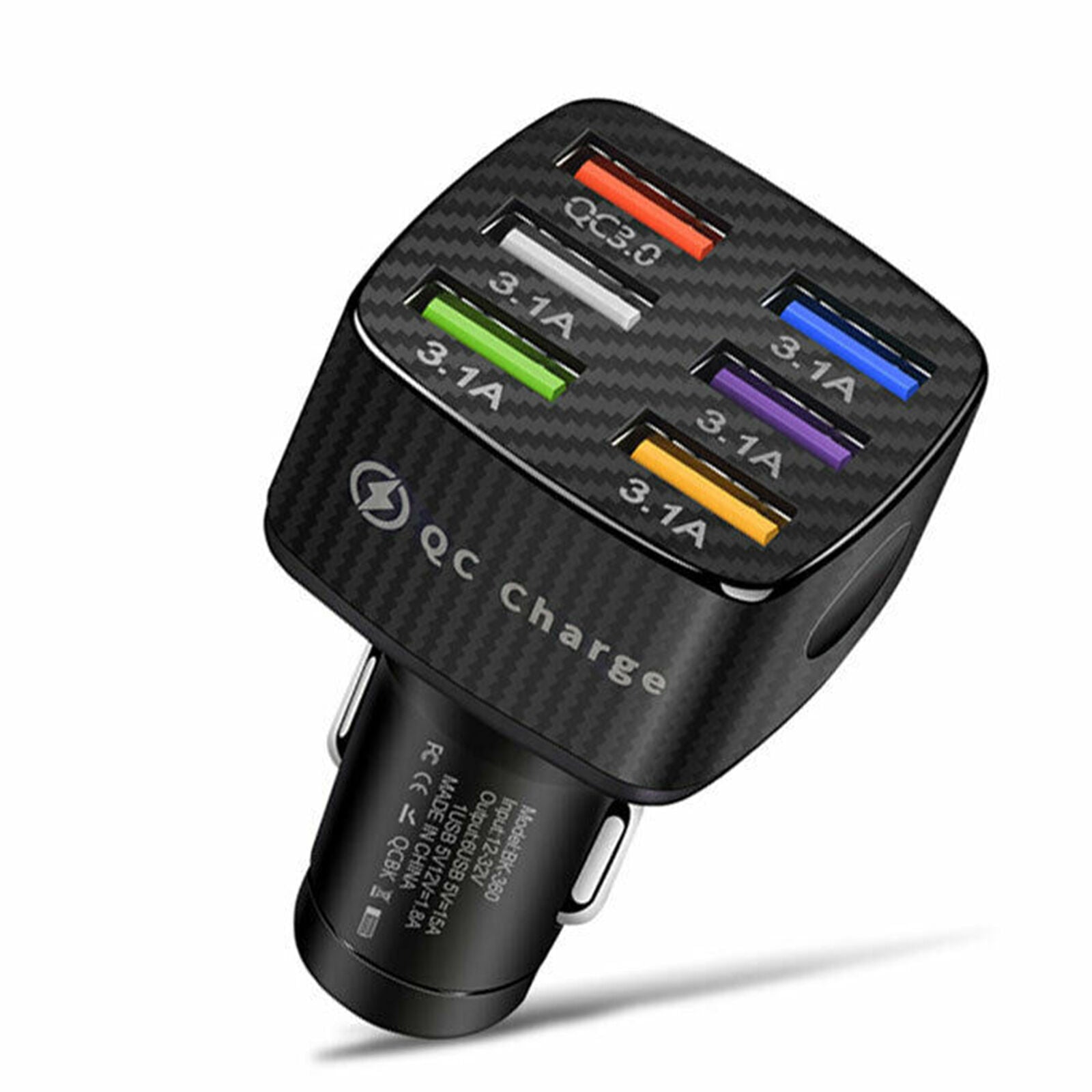 6 Port USB Phone Charger Adapter Fast Charging QC3.0 LED Display Car Accessories