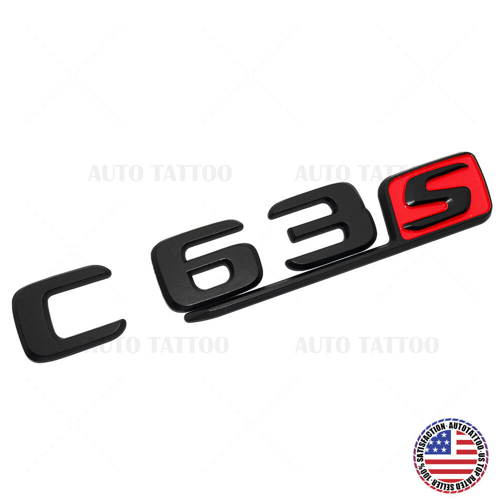 17-20 C63 S AMG Emblem Trunk Lid Letter Logo Nameplate Badge Decorate Black Red
