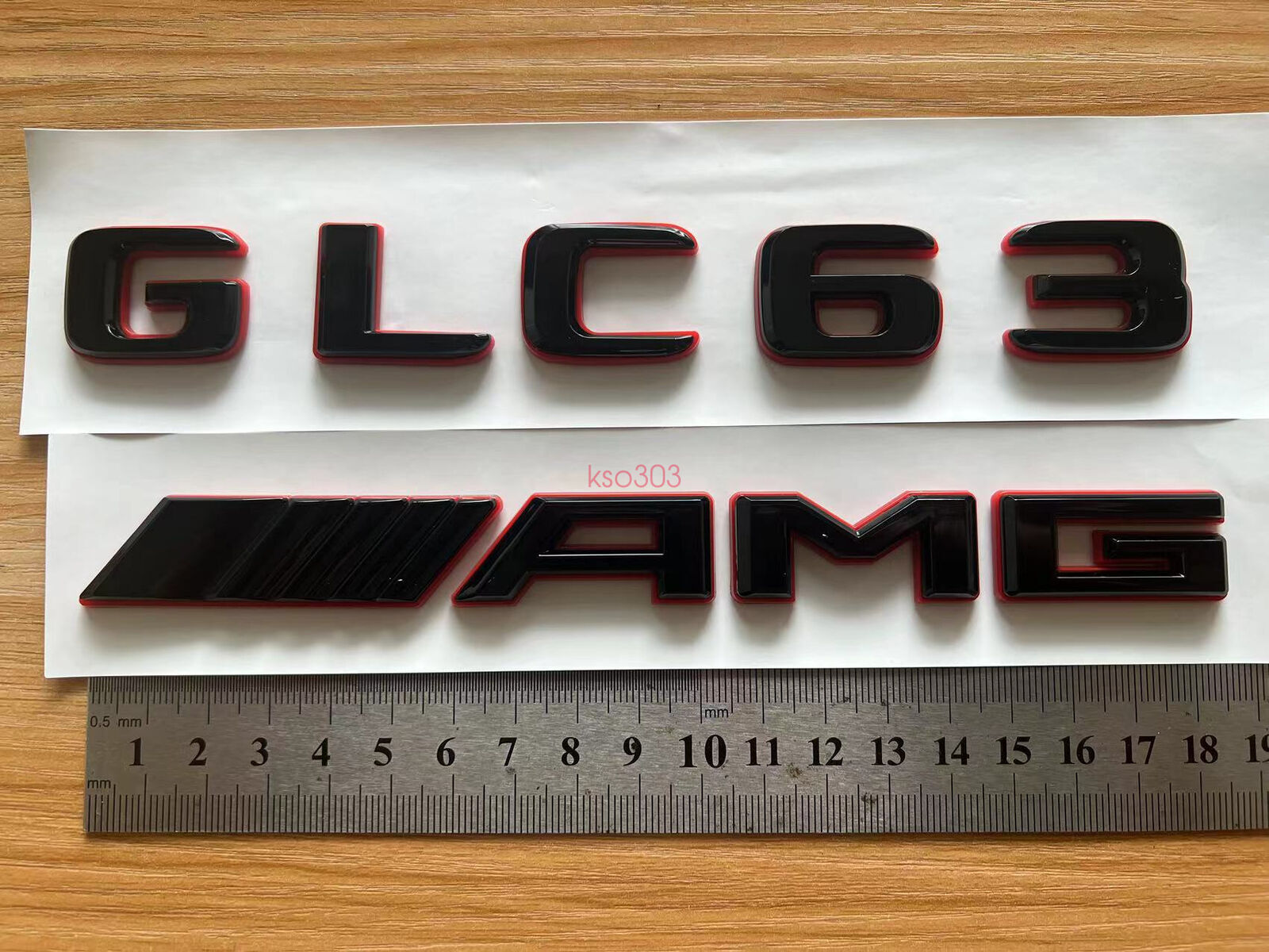 Black RED Number Letters Rear Trunk Badge Emblem for GLC63 AMG