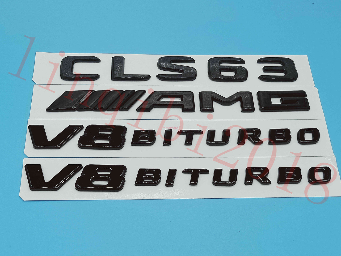 Gloss Black Flat CLS63 AMG V8 BITURBO Trunk Embl Badge Sticker for Mercedes Benz