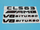 Gloss Black Flat CLS63 AMG V8 BITURBO Trunk Embl Badge Sticker for Mercedes Benz