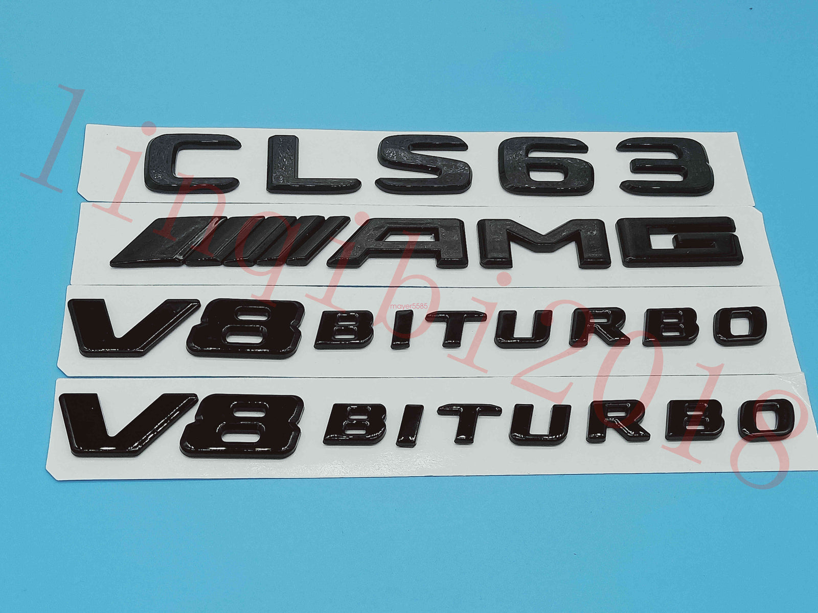Gloss Black Flat CLS63 AMG V8 BITURBO Trunk Embl Badge Sticker for Mercedes Benz