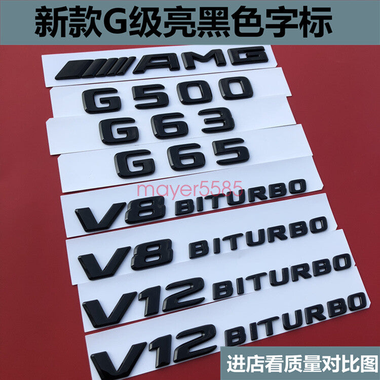 Gloss Black G65 AMG V12 BITURBO Trunk Emblem Badge Sticker for Mercedes Benz G65