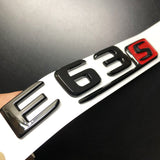 1Set E63S Glossy Black Red S Car Rear Trunk Lid Sticker Emblem For Mercedes-Benz