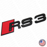 Audi RS3 Matte Black Rear Letter Tail Nameplate Trunk Emblem Badge Sport Sline