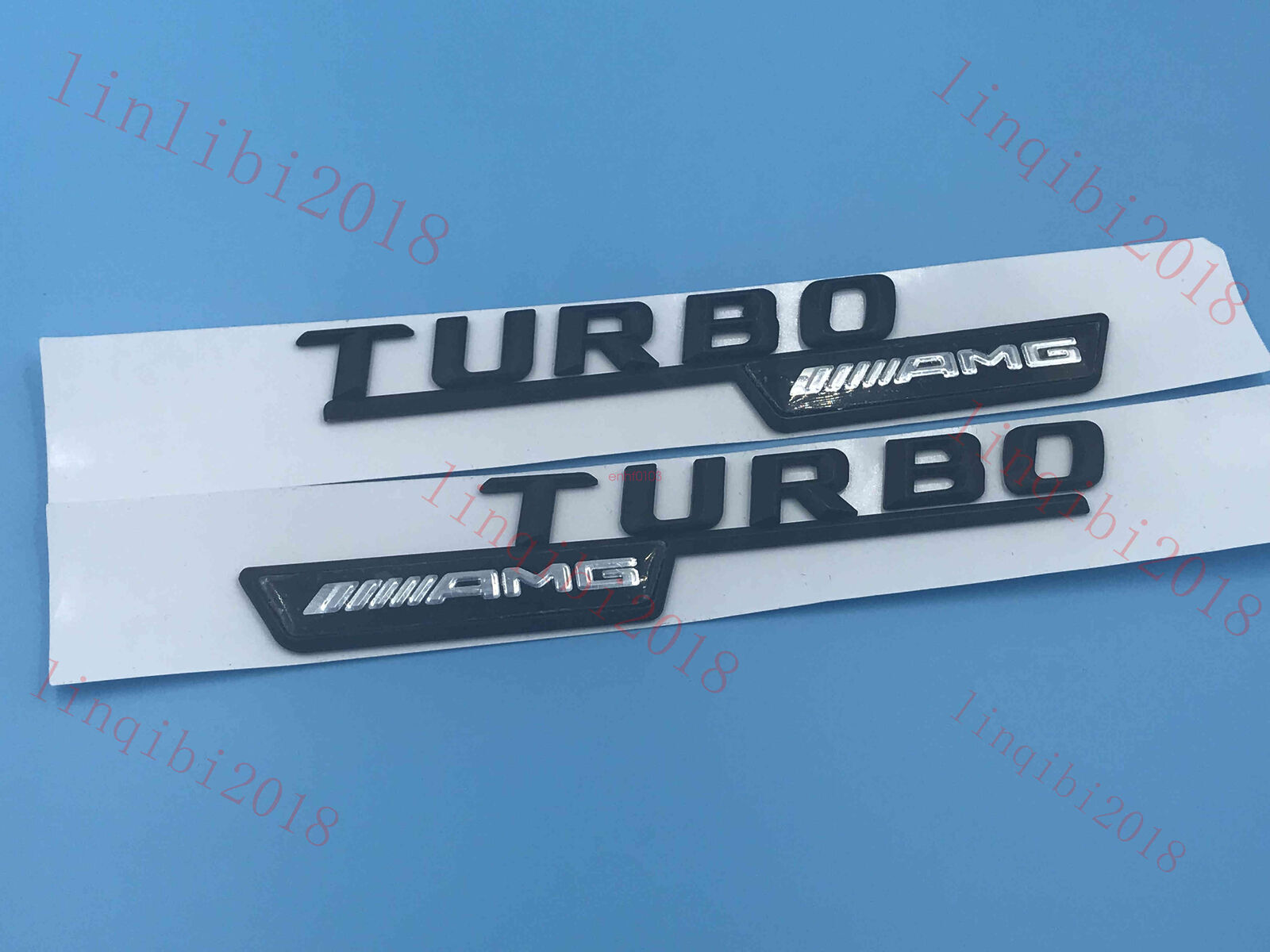 Matt Black "TURBO AMG" Letters Trunk Embl Badge Sticker for Mercedes Benz #3