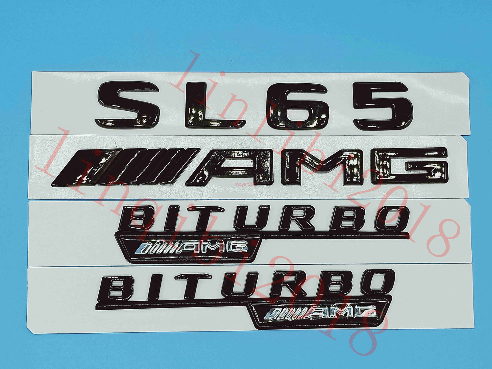 Flat Gloss Black " SL65 AMG BITURBO" Emblem Badge Sticker for Mercedes Benz SL65