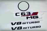 C63S SEDAN V8 BITURBO Rear Star Emblem glossy Black Badge Combo Set