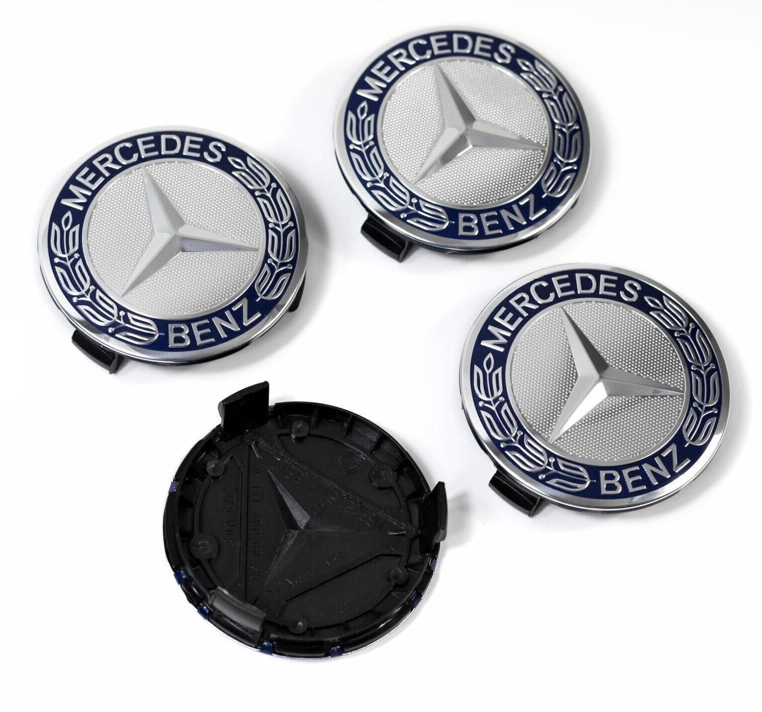 NEW 4pcs For 75MM Classic Dark Blue Wheel Center Hub Caps AMG Wreath