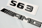 #2 BLACK S63 + AMG REPLACEMENT FOR MERCEDES REAR TRUNK EMBLEM BADGE DECAL LID