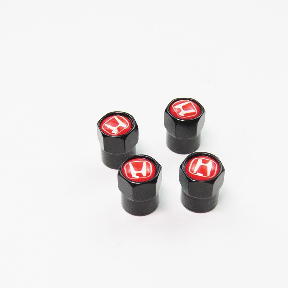 Honda Compatible with Red 4Pcs Tire Valve Stem Caps Anodized Aluminum - Black