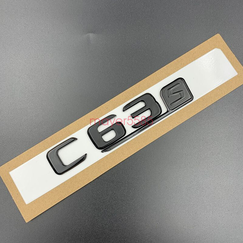 Glossy Black For Mercedes C63S AMG V8 BITURBO Trunk Emblem Badge Sticker Set