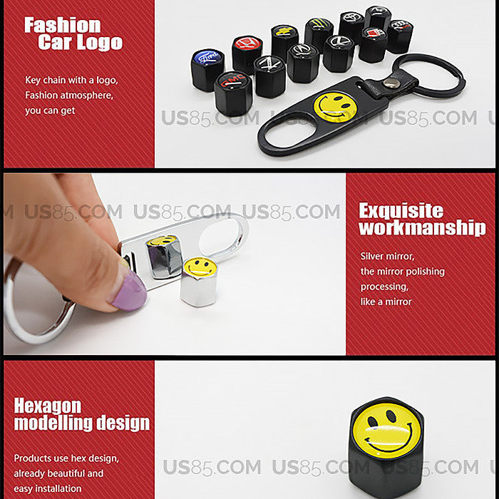 Black Car Wheel Tyre Tire Valve Dust Stems Air Caps Keychain With Audi S Emblem