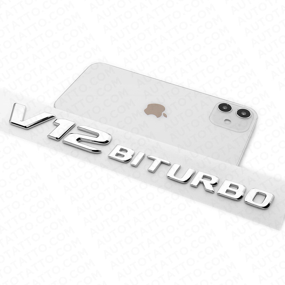 2pcs 17+ V12 BITURBO AMG Side Fender Marker Nameplate Emblem Badge OEM Chrome