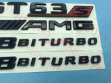 Gloss Black Trunk Fender Badges Emblems for Mercedes Benz AMG GT63s V8 BITURBO