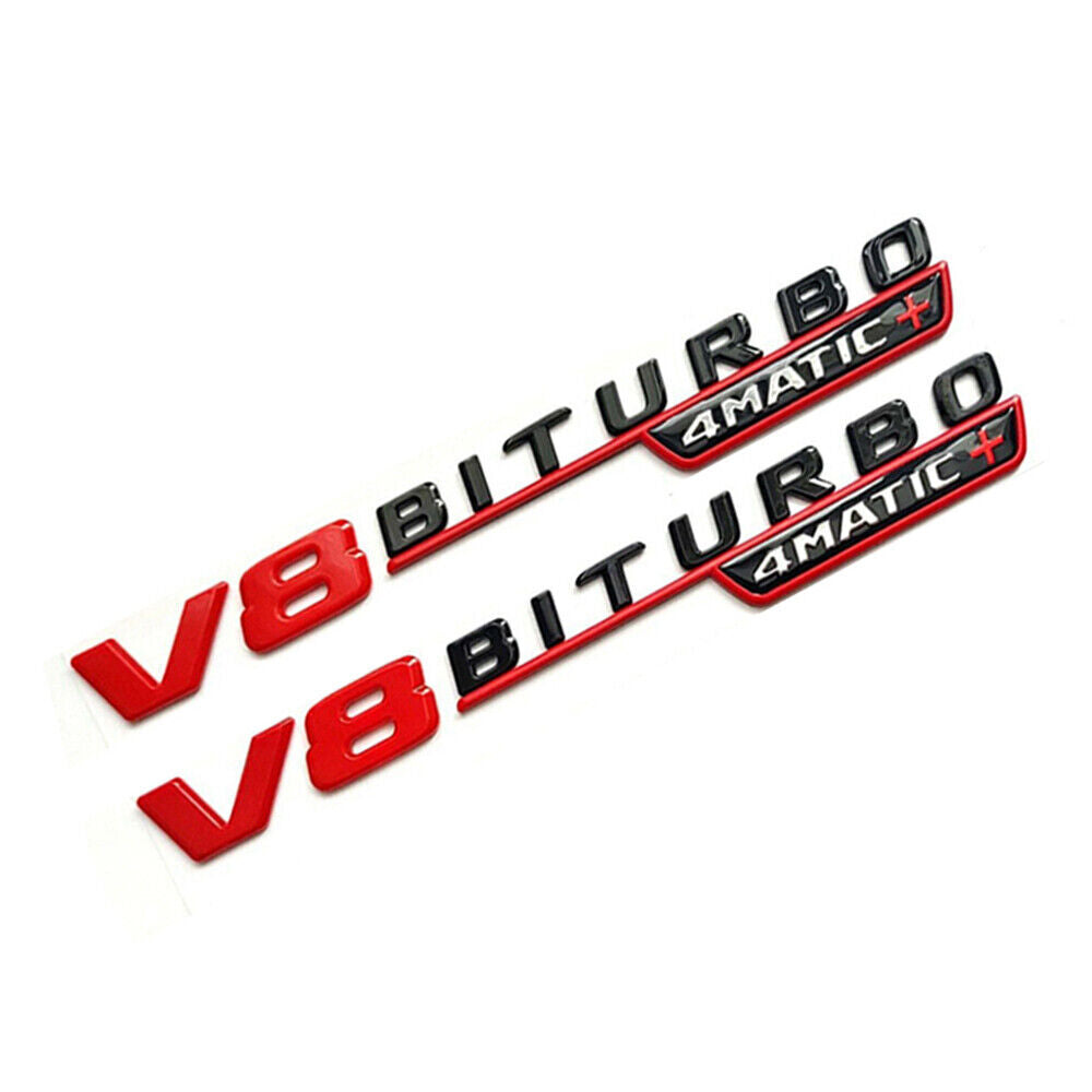 V8 BITURBO 4MATIC+ Red Black Fender BADGE FOR MERCEDES AMG C63 E63 GLC63 GLS63