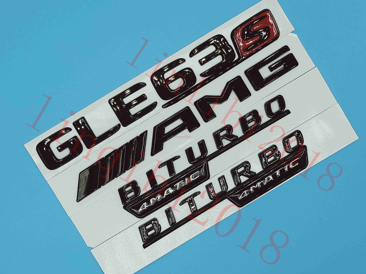 Flat Gloss Black "GLE63s AMG BITURBO" Emblem Badge Sticker for Mercedes Benz GLE