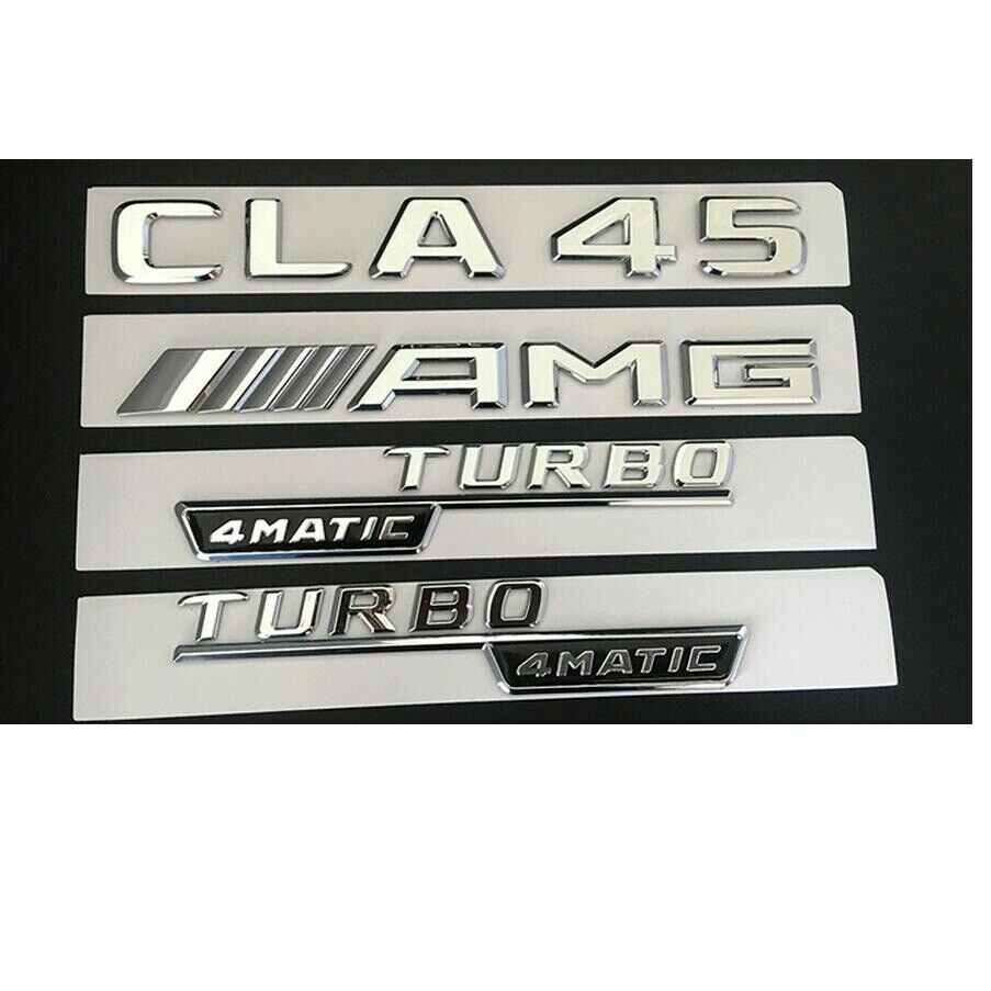 Chrome Trunk Emblems Badges for Mercedes Benz X117 C117 CLA45 AMG TURBO 4MATIC