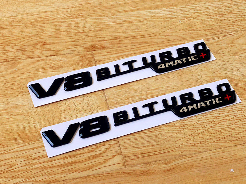 NEW Style Gloss Black V8 BITURBO 4MATIC badge For Mercedes-Benz GLC63 AMG